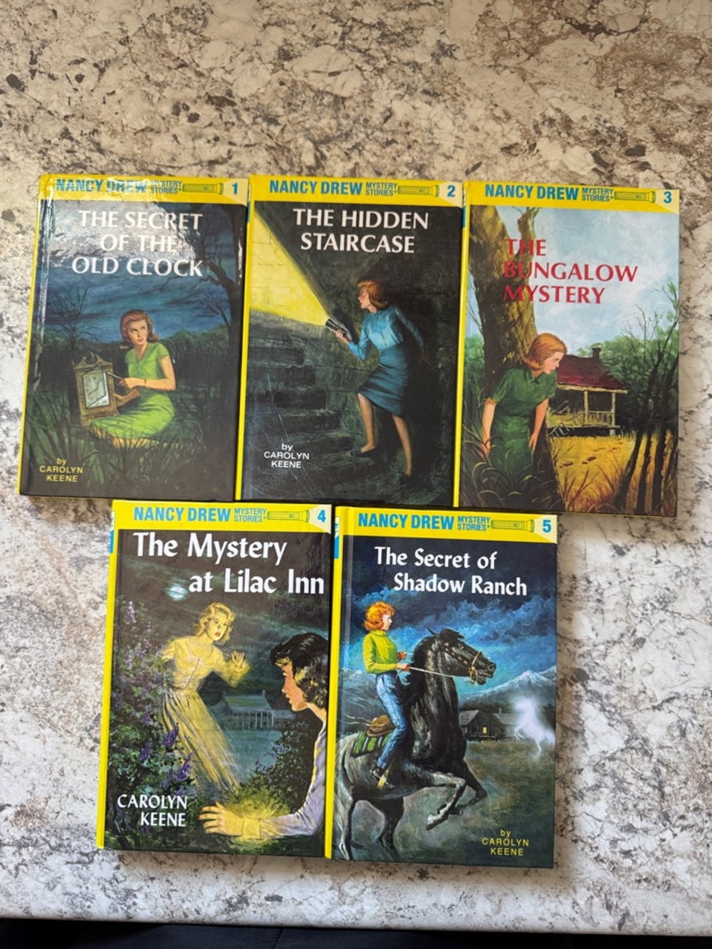 Nancy Drew Mystery Stories Set of 5 Vintage Covers - Hard cover